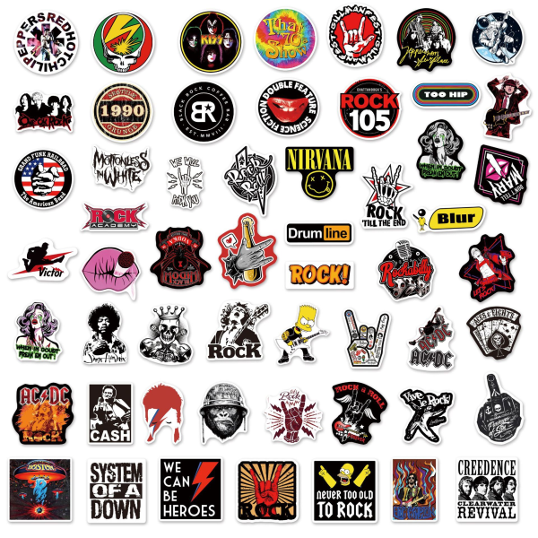 162 stykker av rockerockband graffiti-klistremerker PVC-klistremerker
