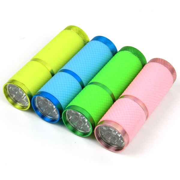 9 Glow In The Dark LED Flashlights, 4 Pack Small Rubber Covered F