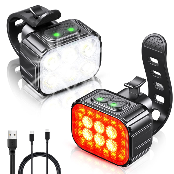 Front and Rear Light, 2 Powerful LED Light Kit 8/12 Modes Options