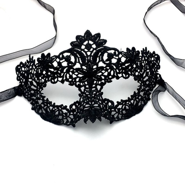 Maskerad Black Lace Mask Halv ansikte Sexig White Eye Mask Hallowee