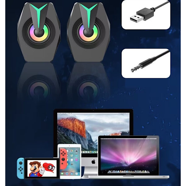 Datorhögtalare USB-driven multimedia liten skrivbordshögtalare med andningsljus