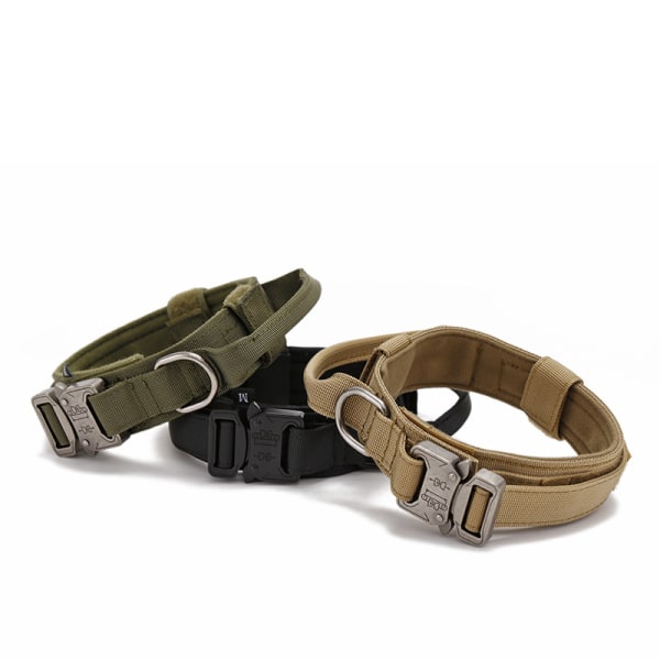 Tactical Dog Halsband -, Justerbart Nylon Vadderat Hundhalsband för Med