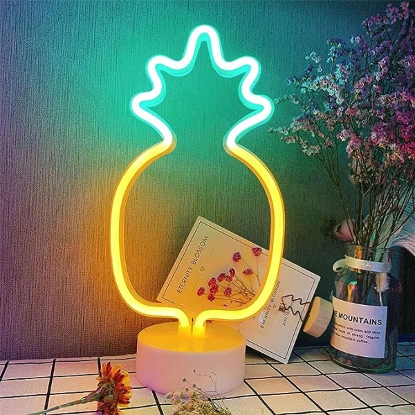 LED Neonljus, Ananas Neonljusskylt Nattljus USB-skyltar