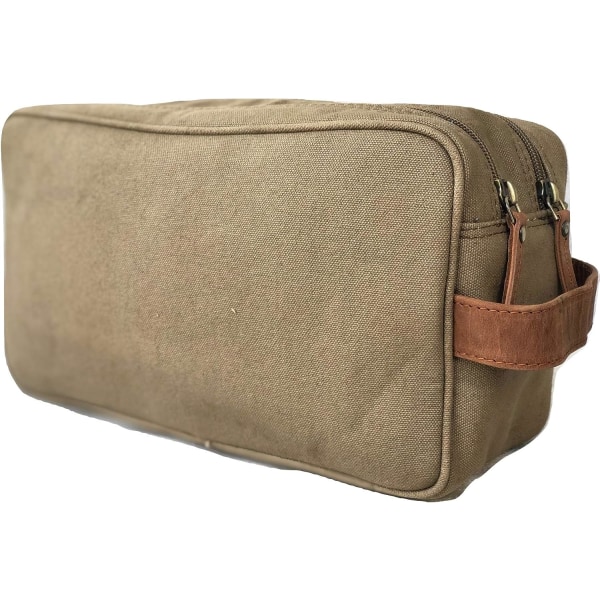 Unisex toalettväska Travel Dopp Kit Vintage Läder Canvas Travel