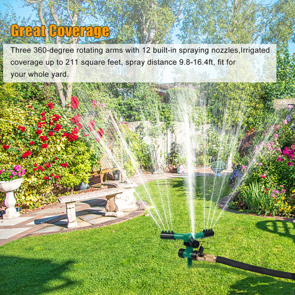 2-pack trädgårdssprinkler, automatisk grässprinkler 360 graders rotation