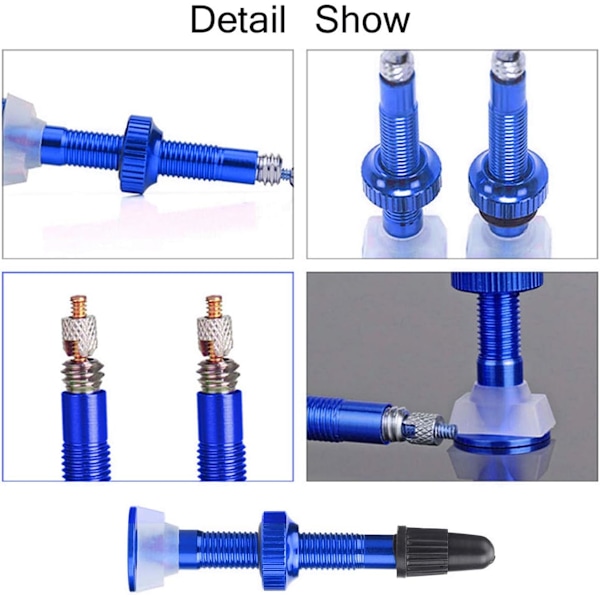 2 stk. MTB cykel slangeløse ventilstamme i aluminiumlegering, blå