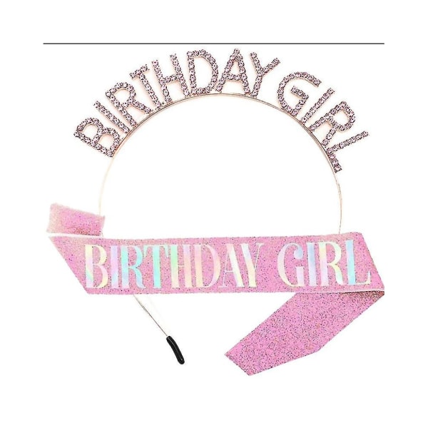 Birthday Girl Sash Birthday Tiara For Women Set, rosa