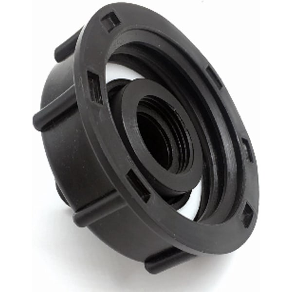 2 st IBC-behållarelock, anslutnings-/nippelplugg, 1/2\" utloppsdiameter, 60 mm inloppsdiameter för IBC-tonventil - Svart