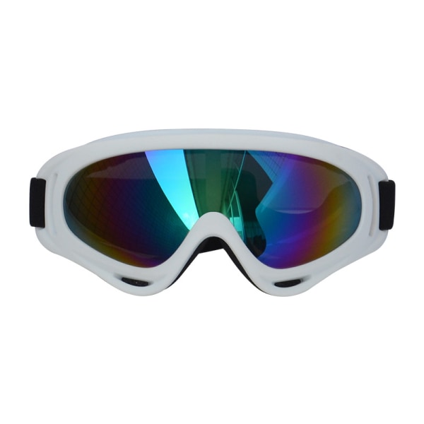Motorsykkel antidråpeskibriller (hvit innfatning, fargede linser)