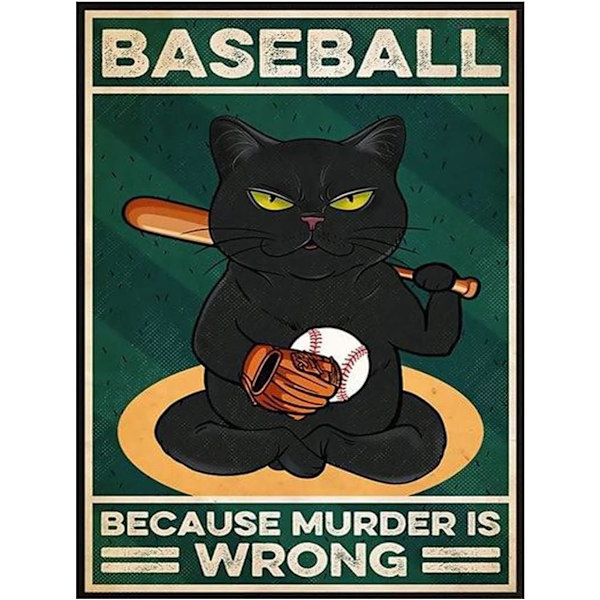 Vuxen 5D Diamant Baseball Sport Katt Diamantkonst DIY Full Round D