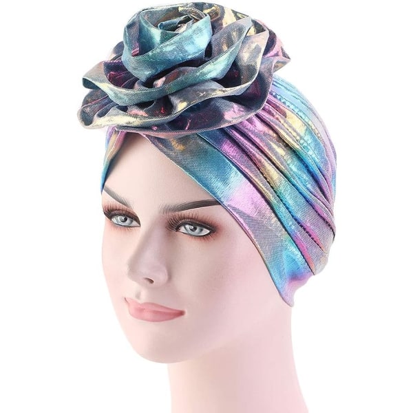 Flash Laser Flower Bandana Farverig Beanie Hat til kvinder Stretchy