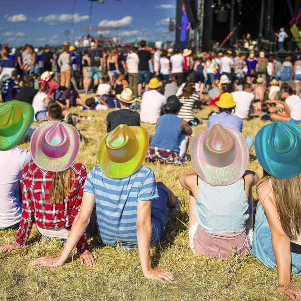 Neon Glittrande Glitter Space Cowboy Hat - Rolig Metallic Holografisk