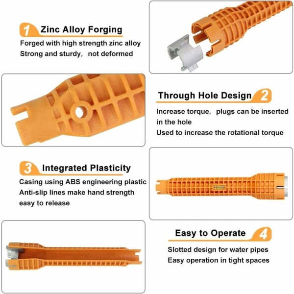 Aluminiumlegering Krannyckel Klämma Diskho Krannyckel Multifunktionell Halkskydd Lättanvänd Blandare Kran för Hem Kök Badrum Diskho Blandare - Orange