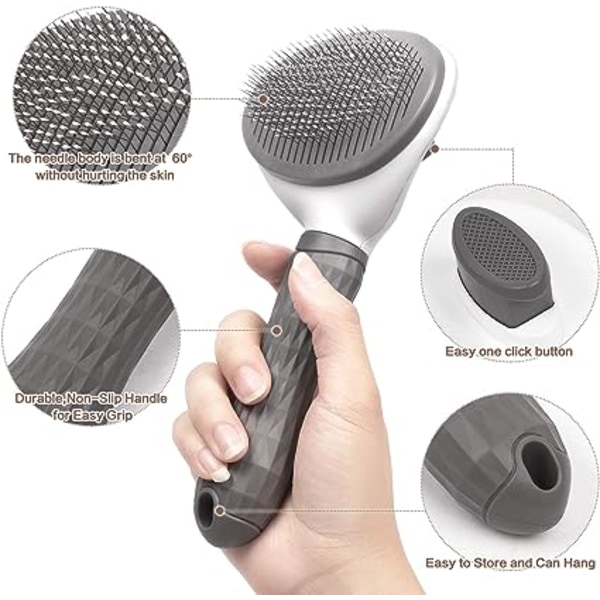 Grooming Brush for Dogs and Cats - Self-Cleaning Grooming Brush f