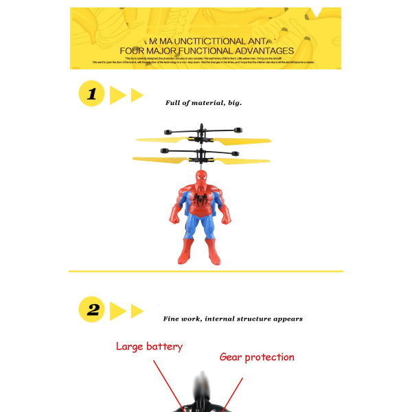 Spiderman Anime Figur Flyvemaskine Induktion Ophængt Flyvende Spiderman Iron Man Hulk Fjernbetjening Flyvemaskine Legetøj Børnefødselsdagsgave