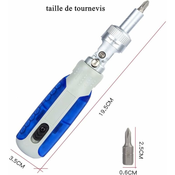 1 stk. skruetrækker, skruetrækkersæt, 180° roterende magnetisk skralde
