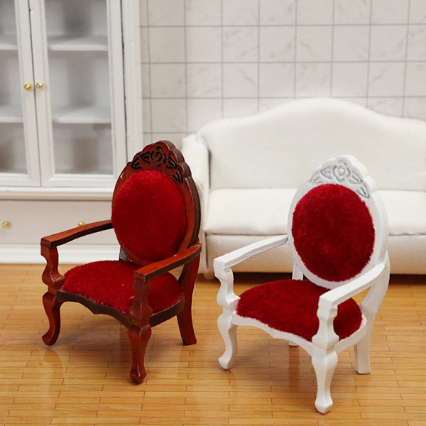 2 st 1:12 Miniatyrhusmöbler Trä Snidade Enkelsoffa Ch