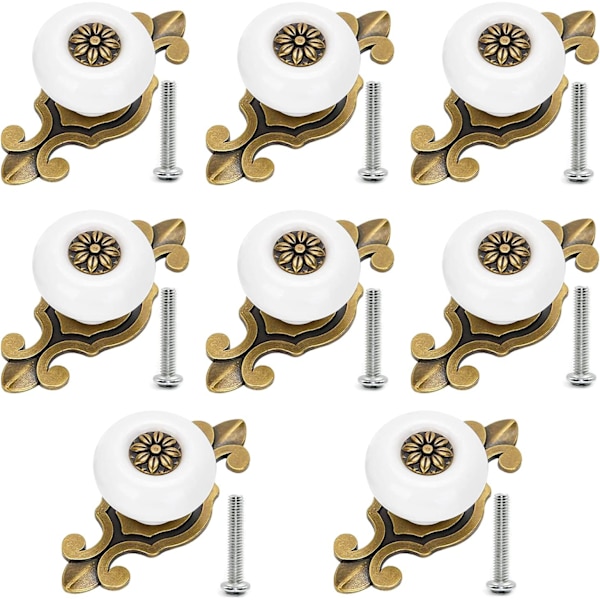 Keramiska skåpknoppar Skåpknoppar Vintage Lådhandtag 8 stycken