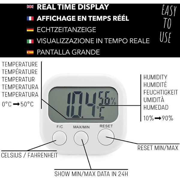 Termometer hygrometer inomhus - Hög noggrannhet - Digital temperatur- och fuktighetsindikator