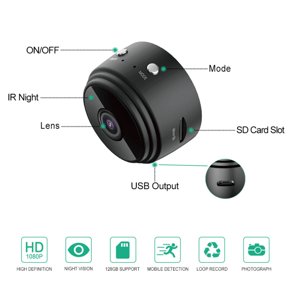Langaton suojaus Wifi-kamera Mini Pieni IP-kamera Smart Home Nig