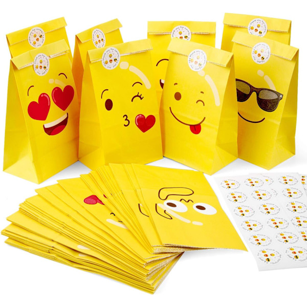 Emoji-papperspresentpåsar, MOOKLIN ROAM 48 st kraftpapperspåsar papperspåsar Ba