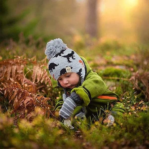 Baby Barn Vintermössa Pojkar Flickor Varm Stickad Mössa Med Huva H