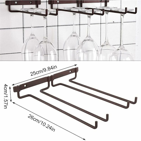 Vinglas Hängare Rack, Under Cabinet Foot Glas Hållare, Vinglas Hängande Hylla, Med Skruvar, Kan Hålla Två Rader Vinglas
