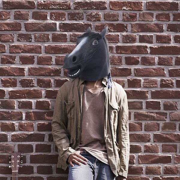Hästmask, läskig hästmask, latex djurhuvudmask, snygg