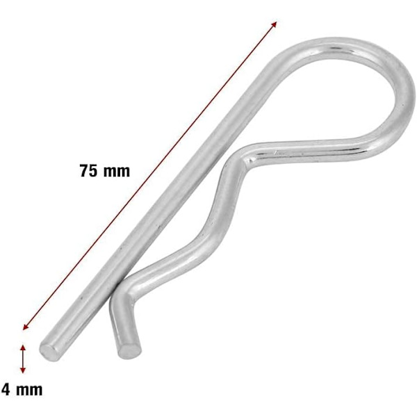 50 st Splint Stift Set Hög Kvalitet Zink B Typ Traktor Stift Stift Klämmor Fästelement Sortiment Fjäderklämma Hårnålsklämmor(4x75mm)
