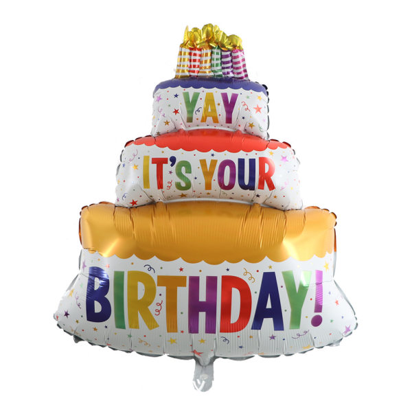 Hyvää syntymäpäivää ilmapallopakkaus Mylar 3-kerroksiset kakkuilmapallot Birille