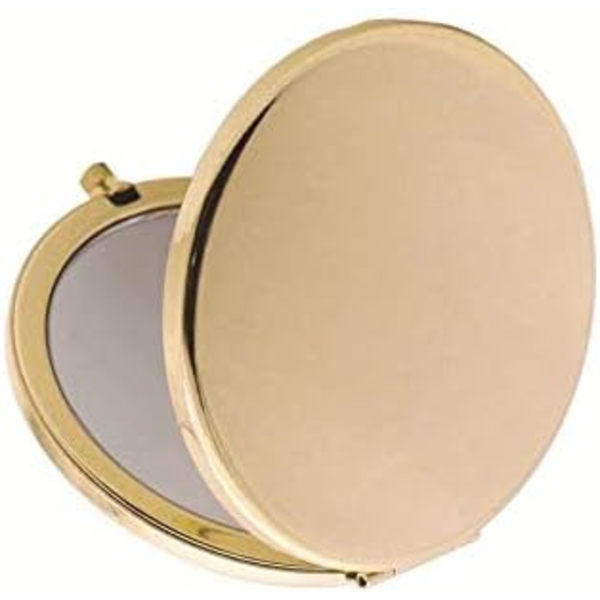 Förstorande kompakt spegel för handväskor, hopfällbar mini ficka dubbelsidig resemakeup spegel, perfekt för handväska, ficka guld