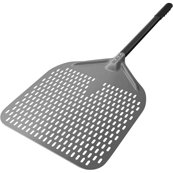 14\" perforerad pizzaskal, lång stång hårdanodiserad aluminium pizzaskal, superstor svängbar pizzaskal, professionell pizzapaddel, total storlek 34,8\"