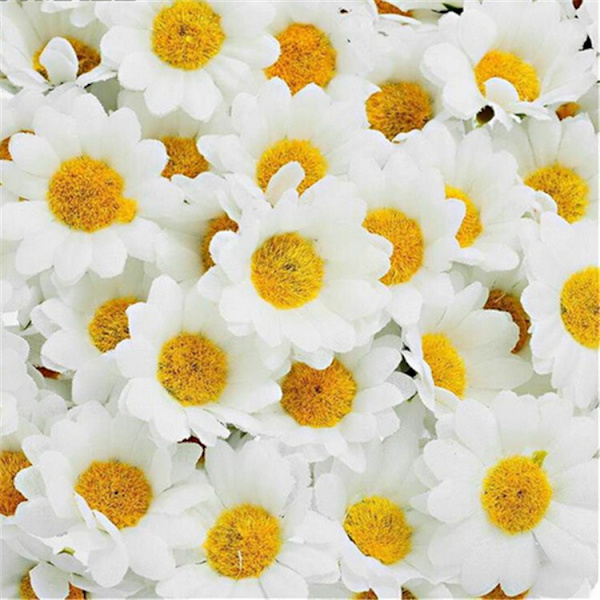 Tyg Daisy Blomhuvud 200PCS  4cm Vit Konstgjorda Gerbera Konstgjorda Blommor