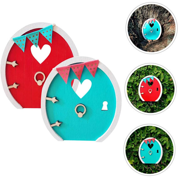 2 st trädekorationsornament träd dekorativt sagodörr för dekoration