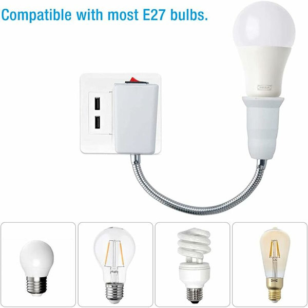 E27-uttag med trådlös strömbrytare, 360 graders dimbar LED-lampa Doo