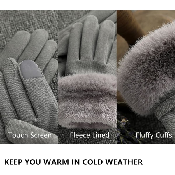 Vinterhandskar för kvinnor Varm Stretchig Fleece Fodrade Tjocka Handskar Tou