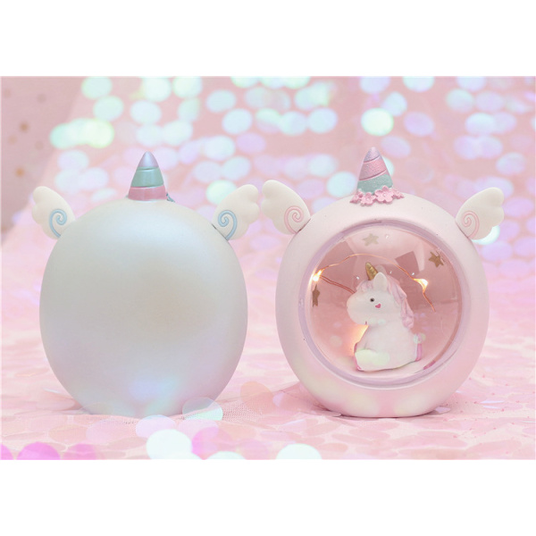 Harts Resin Unicorn Nattlampa Sovrum Bordsskiva Prydnad Heminredning