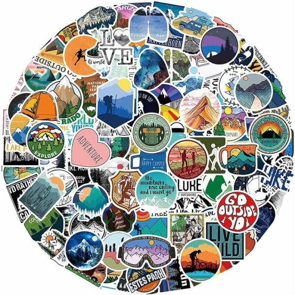 107 st klistermärken, klistermärke för utomhusäventyr, estetiska klistermärken, V