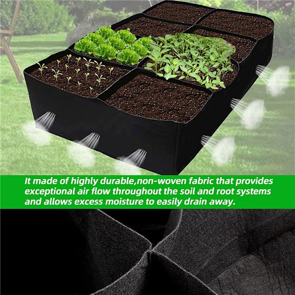 Set med 8 tygupphöjda plantorkar, 30 cm höga, rektangulära 180c