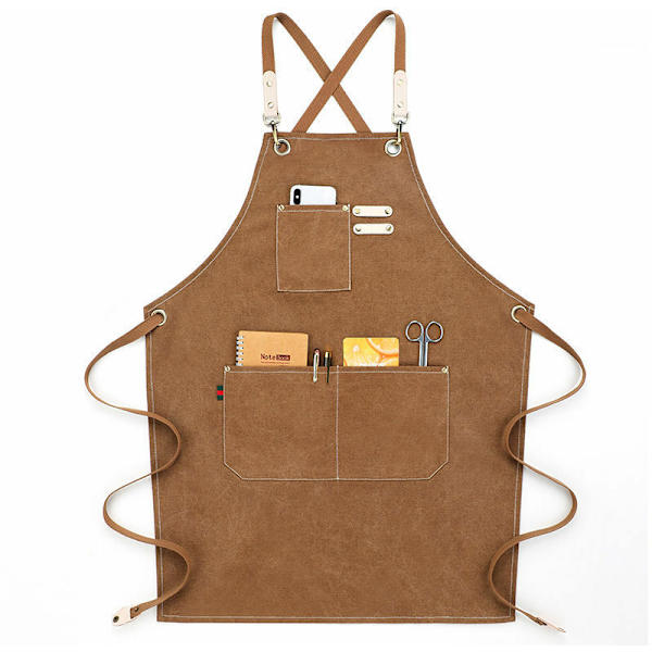 Canvas Utility Work Apron med justerbara remmar för frisör, kök