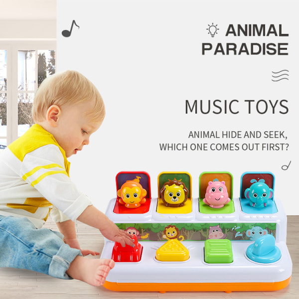Babylegetøj 6 til 12-18 måneder, musikalsk pop-up legetøj i 9 måneder 1 år gamle drenge piger småbørnsgaver babylegetøj