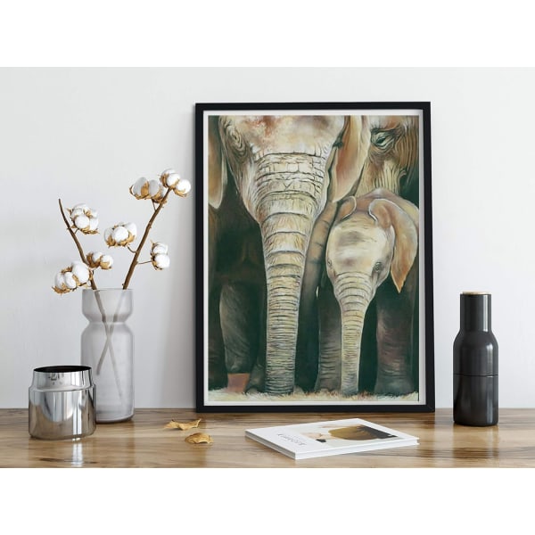5D diamantmaleri Wild Elephant Animal Long Nose Family af Numb