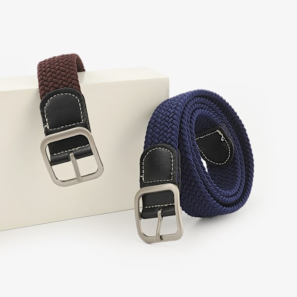 3-pack smalt elastiskt bälte, stretchigt flätat smalt tyg W