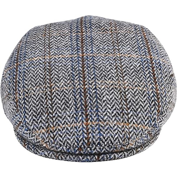 Herringbone Flat Cap i ullblandning för män - Brun Khaki