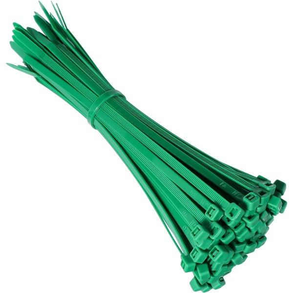 200 x 5 mm plastkabelbindere, 5 x 200 mm nylonkabelbindere, elektriker grønne kabelbindere, 100 stk.