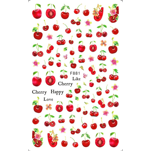 10 Sheets Cute Fruit Nail Art Stickers Self Adhesive Stickers Str