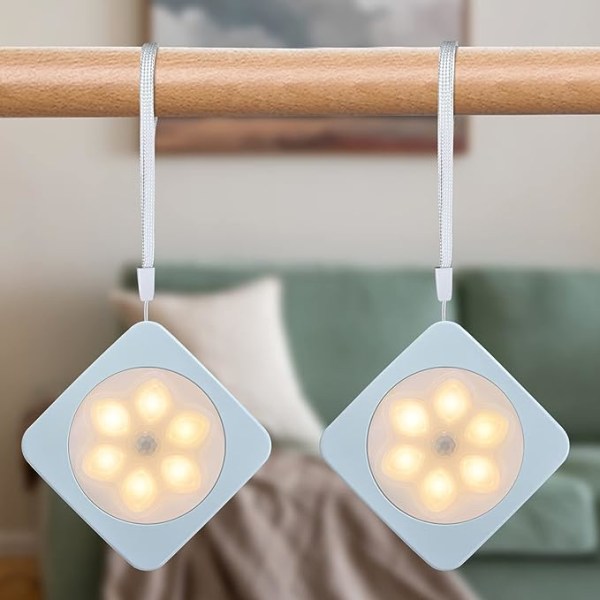 2-pakke Mini bevegelsessensor Smart Sensing LED-lys pluggfri dimbar