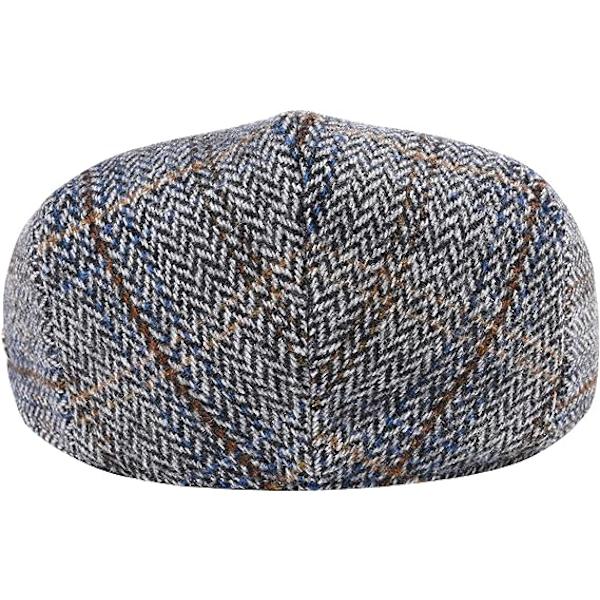 Herringbone Flat Cap i ullblandning för män - Brun Khaki