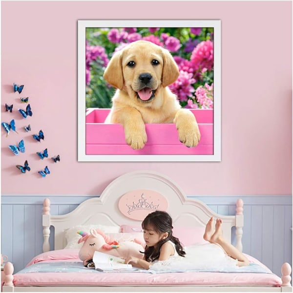 5D DIY Golden Diamond Adult Painting Set Animal Dog Home Wall Dec