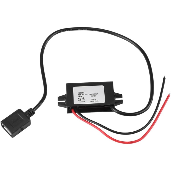 DC-DC 12V/24V til USB 5V 3A Trinn Ned Adapter Konverter Vanntett